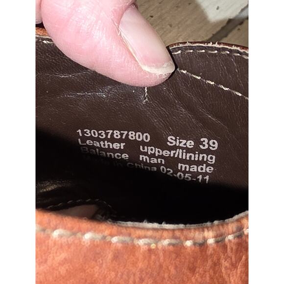 Dansko Ryders Brown Leather Clogs Studded Wood Block Heel Platform Size 9 Boho - Picture 7 of 11